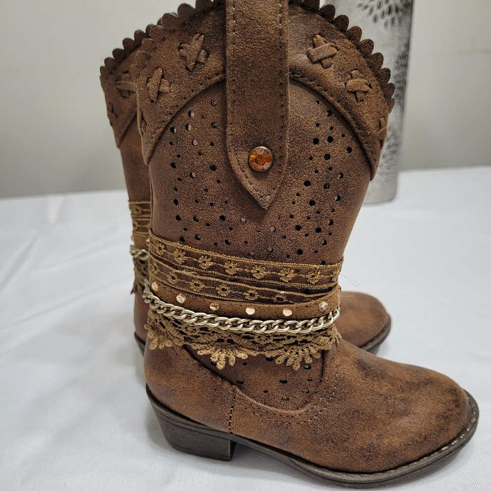 Size 7 toddler cowgirl brown boots